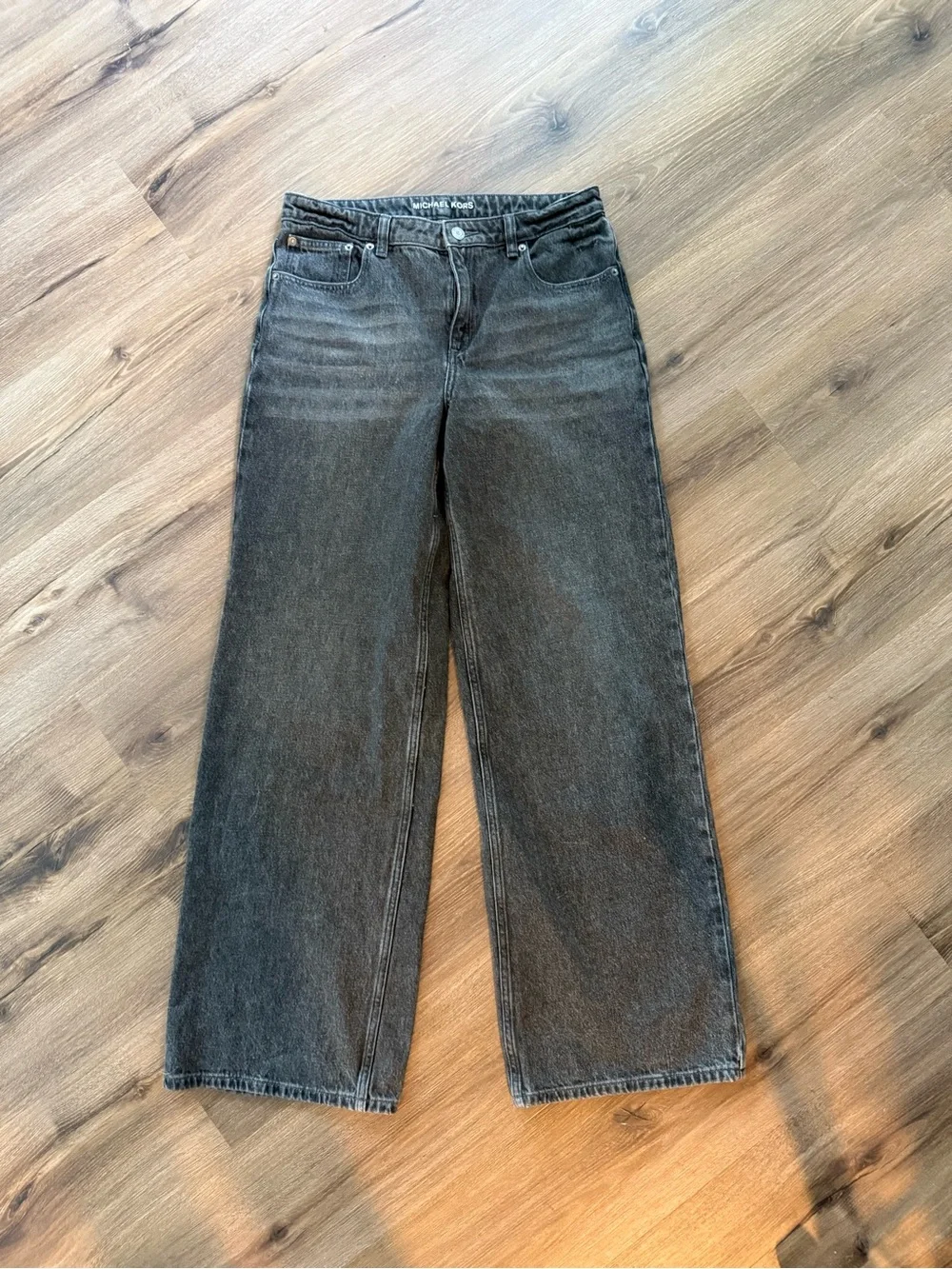 Michael Kors High-Rise Wide-Leg Jeans in Washed Black